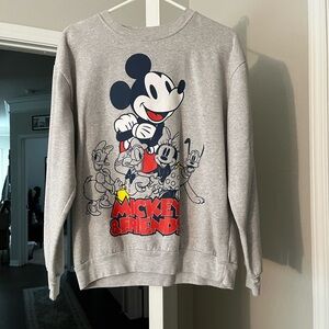 Disney Gray Crewneck Sweatshirt with Mickey Mouse Design